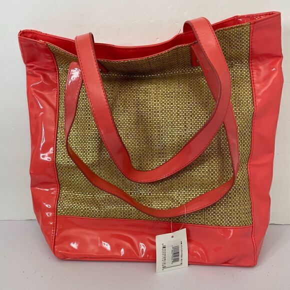 New! Coral Straw| Tote Bag| Inside Pocket| Lightweight - Picture 1 of 12